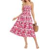 imageGRACE KARIN Womens Strapless Tube Tops Dress 2025 Summer Smocked Tiered Floral Dress Beach Casual Maxi Dress with PocketRed Pink Floral