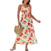 imageGRACE KARIN Womens Summer Spaghetti Strap Maxi Dress Smocked Floral A line Dress Sleeveless Boho Beach Sundress with PocketsRed Floral