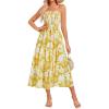 imageGRACE KARIN Womens Summer Strapless Dress Smocked Casual Beach Party Long Maxi Dresses with PocketsYellow
