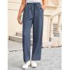 imageGRACE KARIN Women Lightweight Summer Pants Wide Leg Casual Palazzo Pants Lounge Beach Summer Pants Blue XL