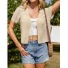 imageGRACE KARIN Womens 2025 Summer Cropped Cardigan Short Sleeve Tie Front Hollow Out Crochet Knit Shrug Sweater TopsApricot