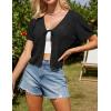 imageGRACE KARIN Womens 2025 Summer Cropped Cardigan Short Sleeve Tie Front Hollow Out Crochet Knit Shrug Sweater TopsBlack