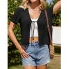 imageGRACE KARIN Womens 2025 Summer Cropped Cardigan Short Sleeve Tie Front Hollow Out Crochet Knit Shrug Sweater TopsBlack