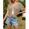 imageGRACE KARIN Womens 2025 Summer Cropped Cardigan Short Sleeve Tie Front Hollow Out Crochet Knit Shrug Sweater TopsKhaki