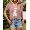 imageGRACE KARIN Womens 2025 Summer Cropped Cardigan Short Sleeve Tie Front Hollow Out Crochet Knit Shrug Sweater TopsPink