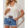 imageGRACE KARIN Womens 2025 Summer Cropped Cardigan Short Sleeve Tie Front Hollow Out Crochet Knit Shrug Sweater TopsWhite