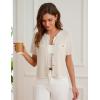 imageGRACE KARIN Womens 2025 Summer Striped Cardigan Sweaters Casual Short Sleeve Open Front Button Down Knit Sweater TopsStripe Apricot