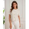 imageGRACE KARIN Womens 2025 Summer Striped Cardigan Sweaters Casual Short Sleeve Open Front Button Down Knit Sweater TopsStripe Apricot