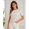 imageGRACE KARIN Womens 2025 Summer Striped Cardigan Sweaters Casual Short Sleeve Open Front Button Down Knit Sweater TopsStripe Apricot