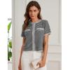 imageGRACE KARIN Womens 2025 Summer Striped Cardigan Sweaters Casual Short Sleeve Open Front Button Down Knit Sweater TopsStripe Black