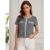 imageGRACE KARIN Womens 2025 Summer Striped Cardigan Sweaters Casual Short Sleeve Open Front Button Down Knit Sweater TopsStripe Black