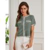 imageGRACE KARIN Womens 2025 Summer Striped Cardigan Sweaters Casual Short Sleeve Open Front Button Down Knit Sweater TopsStripe Green
