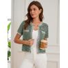 imageGRACE KARIN Womens 2025 Summer Striped Cardigan Sweaters Casual Short Sleeve Open Front Button Down Knit Sweater TopsStripe Green