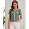 imageGRACE KARIN Womens 2025 Summer Striped Cardigan Sweaters Casual Short Sleeve Open Front Button Down Knit Sweater TopsStripe Green