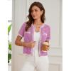 imageGRACE KARIN Womens 2025 Summer Striped Cardigan Sweaters Casual Short Sleeve Open Front Button Down Knit Sweater TopsStripe Rose Red