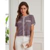 imageGRACE KARIN Womens 2025 Summer Striped Cardigan Sweaters Casual Short Sleeve Open Front Button Down Knit Sweater TopsStripe Wine Red