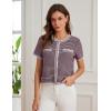 imageGRACE KARIN Womens 2025 Summer Striped Cardigan Sweaters Casual Short Sleeve Open Front Button Down Knit Sweater TopsStripe Wine Red