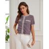 imageGRACE KARIN Womens 2025 Summer Striped Cardigan Sweaters Casual Short Sleeve Open Front Button Down Knit Sweater TopsStripe Wine Red