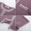 imageGRACE KARIN Womens 2025 Summer Striped Cardigan Sweaters Casual Short Sleeve Open Front Button Down Knit Sweater TopsStripe Wine Red