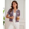 imageGRACE KARIN Womens 2025 Summer Striped Cardigan Sweaters Casual Short Sleeve Open Front Button Down Knit Sweater TopsStripe Wine Red