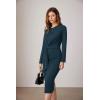 imageGRACE KARIN Womens Bodycon Dress Long Sleeve Hollow Neckline Midi Wear to Work Dress Peacock BlueL