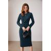imageGRACE KARIN Womens Bodycon Dress Long Sleeve Hollow Neckline Midi Wear to Work Dress Peacock BlueL