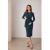 imageGRACE KARIN Womens Bodycon Dress Long Sleeve Hollow Neckline Midi Wear to Work Dress Peacock BlueL