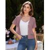 imageGRACE KARIN Womens Cardigan Summer 2025 Cropped Lightweight Short Sleeve HollowedOut Bolero Shrug Knit SweatersGrey Purple