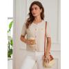 imageGRACE KARIN Womens Cardigan Sweaters 2025 Summer Open Front Button Down Short Sleeve Textured Knitted Sweater Tops OutfitApricot