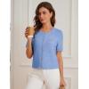 imageGRACE KARIN Womens Cardigan Sweaters 2025 Summer Open Front Button Down Short Sleeve Textured Knitted Sweater Tops OutfitLight Blue
