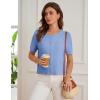 imageGRACE KARIN Womens Cardigan Sweaters 2025 Summer Open Front Button Down Short Sleeve Textured Knitted Sweater Tops OutfitLight Blue