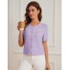imageGRACE KARIN Womens Cardigan Sweaters 2025 Summer Open Front Button Down Short Sleeve Textured Knitted Sweater Tops OutfitPurple