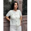 imageGRACE KARIN Womens Cardigan Sweaters 2025 Summer Open Front Button Down Short Sleeve Textured Knitted Sweater Tops OutfitWhite