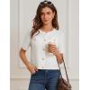 imageGRACE KARIN Womens Cardigan Sweaters 2025 Summer Open Front Button Down Short Sleeve Textured Knitted Sweater Tops OutfitWhite