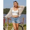 imageGRACE KARIN Womens Lightweight Cardigan Open Front Long Sleeve Hollow Out Sweater Loose Boho Beach Crochet Cover UpApricot