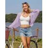 imageGRACE KARIN Womens Lightweight Cardigan Open Front Long Sleeve Hollow Out Sweater Loose Boho Beach Crochet Cover UpLilac