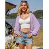 imageGRACE KARIN Womens Lightweight Cardigan Open Front Long Sleeve Hollow Out Sweater Loose Boho Beach Crochet Cover UpLilac