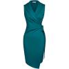 imageGRACE KARIN Ruched Wrap Dress for Women Semi Formal Party Cocktail Sheath Fitted Waist Tie Bodycon Dress Peacock Blue L