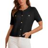 imageGRACE KARIN Womens Cardigan Sweaters 2025 Summer Open Front Button Down Short Sleeve Textured Knitted Sweater Tops OutfitBlack
