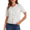 imageGRACE KARIN Womens Cardigan Sweaters 2025 Summer Open Front Button Down Short Sleeve Textured Knitted Sweater Tops OutfitWhite