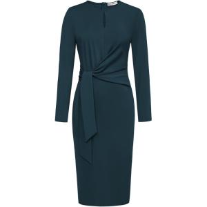 imageGRACE KARIN Womens Bodycon Dress Long Sleeve Hollow Neckline Midi Wear to Work Dress Peacock BlueL