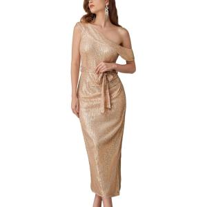 imageGRACE KARIN Womens Sequin Dress Sparkly One Shoulder Cocktail Dresses Formal Wedding Maxi Dress Elegant Evening GownChampagne