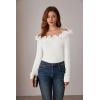 imageGRACE KARIN Womens Off Shoulder Tops Ruffle Long Sleeve Casual Trendy Fashion Fall Blouses White S