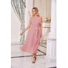 imageGRACE KARIN Womens Sleeveless One Shoulder Midi Cocktail Party Dress Satin Cap Sleeve Tie Waist Elegant ALine Flowy DressesGrey Pink