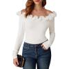 imageGRACE KARIN Womens Off Shoulder Tops Ruffle Long Sleeve Casual Trendy Fashion Fall Blouses White S