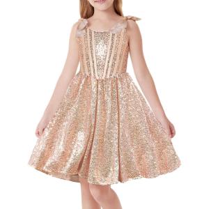 imageGRACE KARIN Girls Sequin Dress Formal Party Fancy Gold Special Occasion Sparkly Sleeveless Size 612Gold