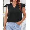 imageGRACE KARIN Womens 2025 Short Sleeve Summer Tops Casual Ruffle V Neck Dressy Ruched Trendy Blouse ShirtsBlack