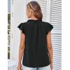imageGRACE KARIN Womens 2025 Short Sleeve Summer Tops Casual Ruffle V Neck Dressy Ruched Trendy Blouse ShirtsBlack