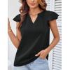 imageGRACE KARIN Womens 2025 Short Sleeve Summer Tops Casual Ruffle V Neck Dressy Ruched Trendy Blouse ShirtsBlack