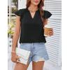 imageGRACE KARIN Womens 2025 Short Sleeve Summer Tops Casual Ruffle V Neck Dressy Ruched Trendy Blouse ShirtsBlack